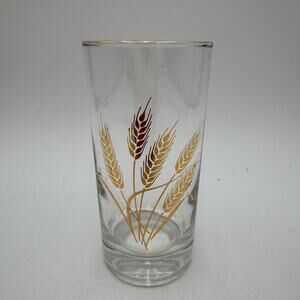 Vintage Golden Wheat Highball Glass 22K Gold Rim 10 oz by Homer Laughlin